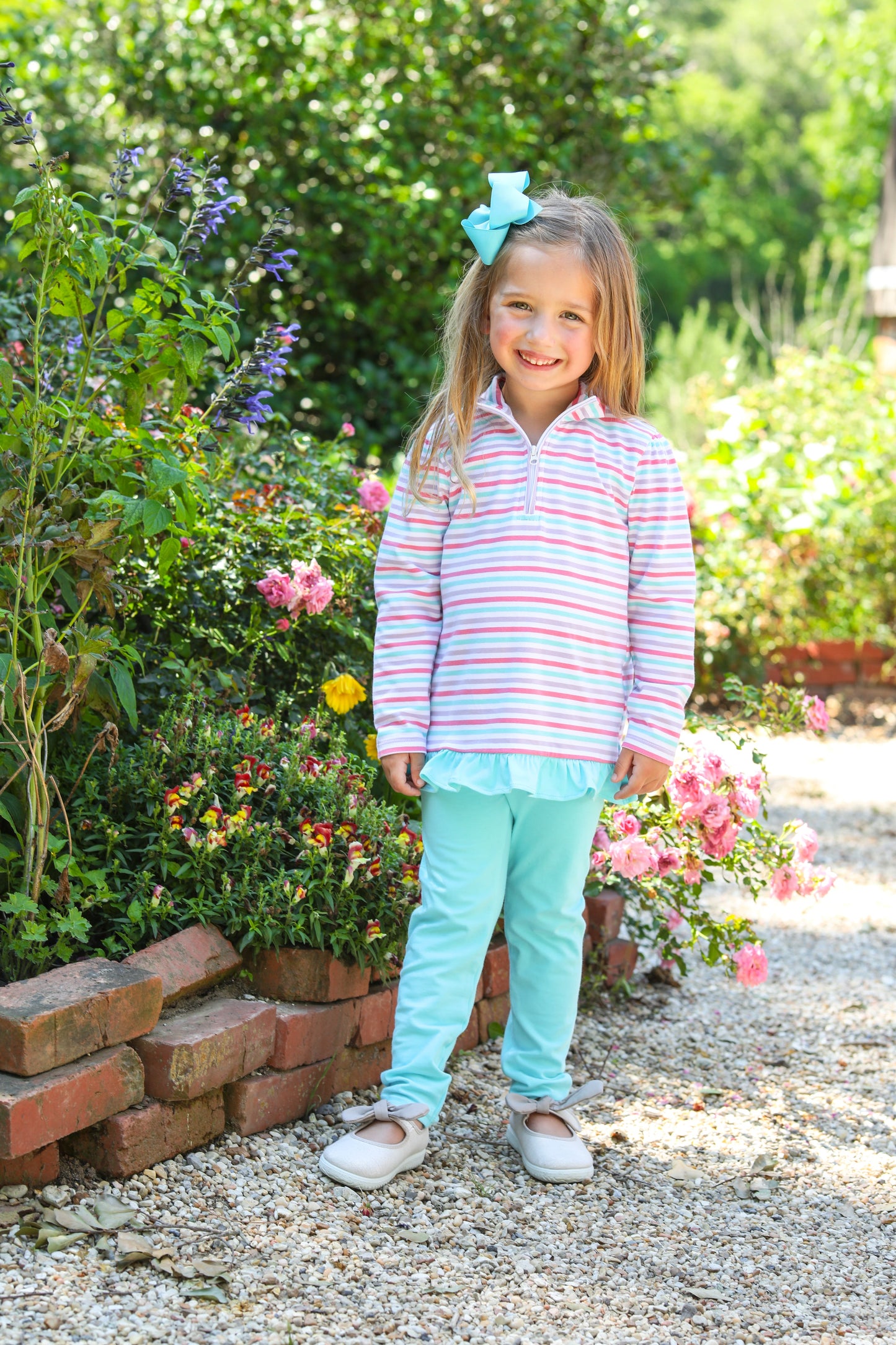 Evie Candy Stripe Ruffled Pullover Set