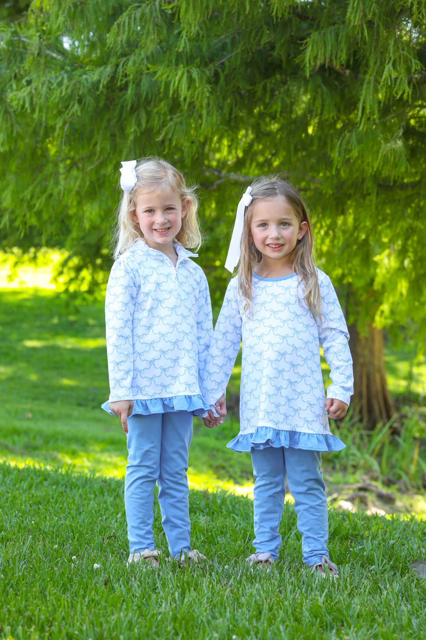 Blue Bow Trellis Pants Set