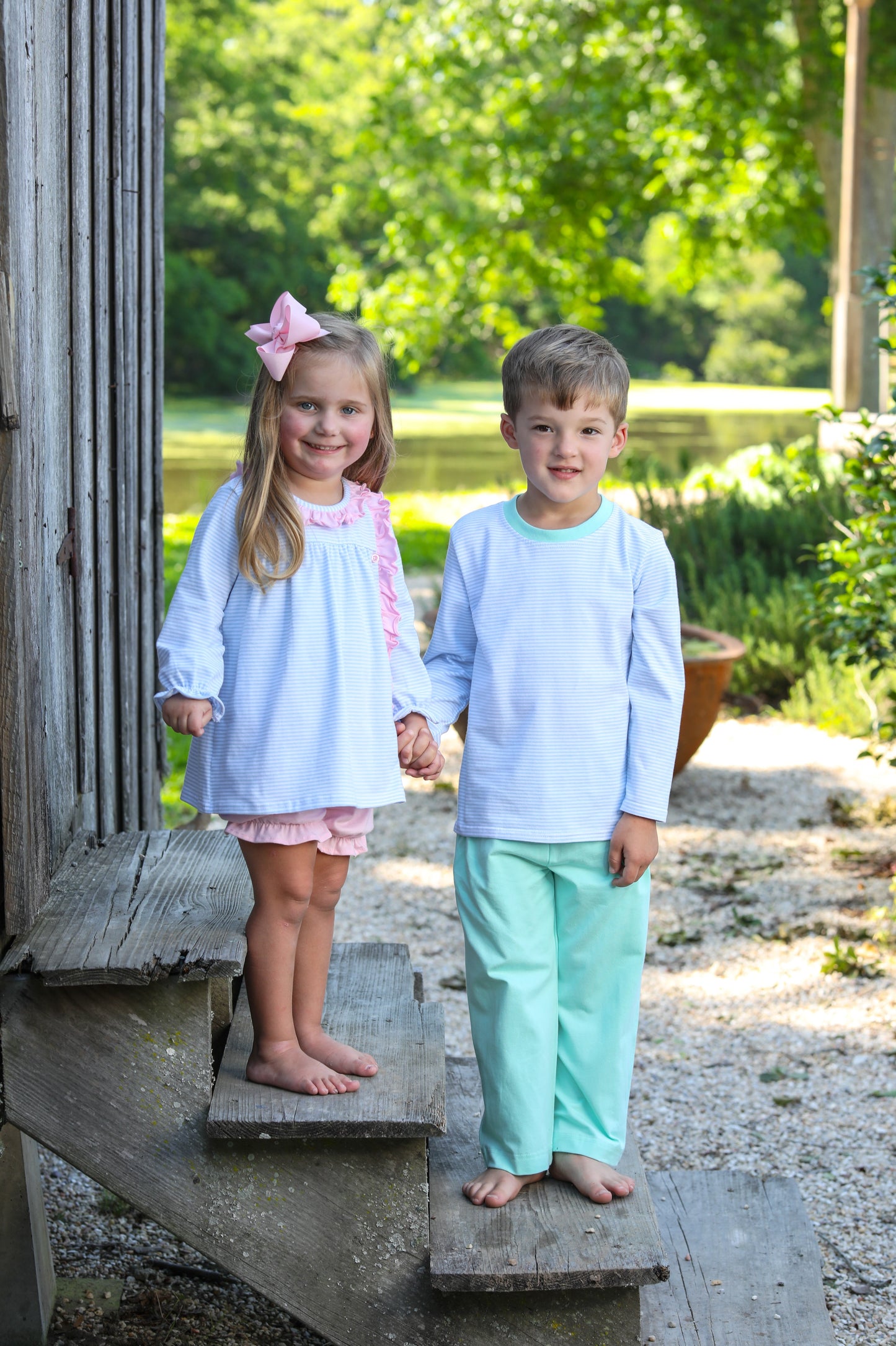 Clara Bloomer Set Light Blue Light Pink Stripe