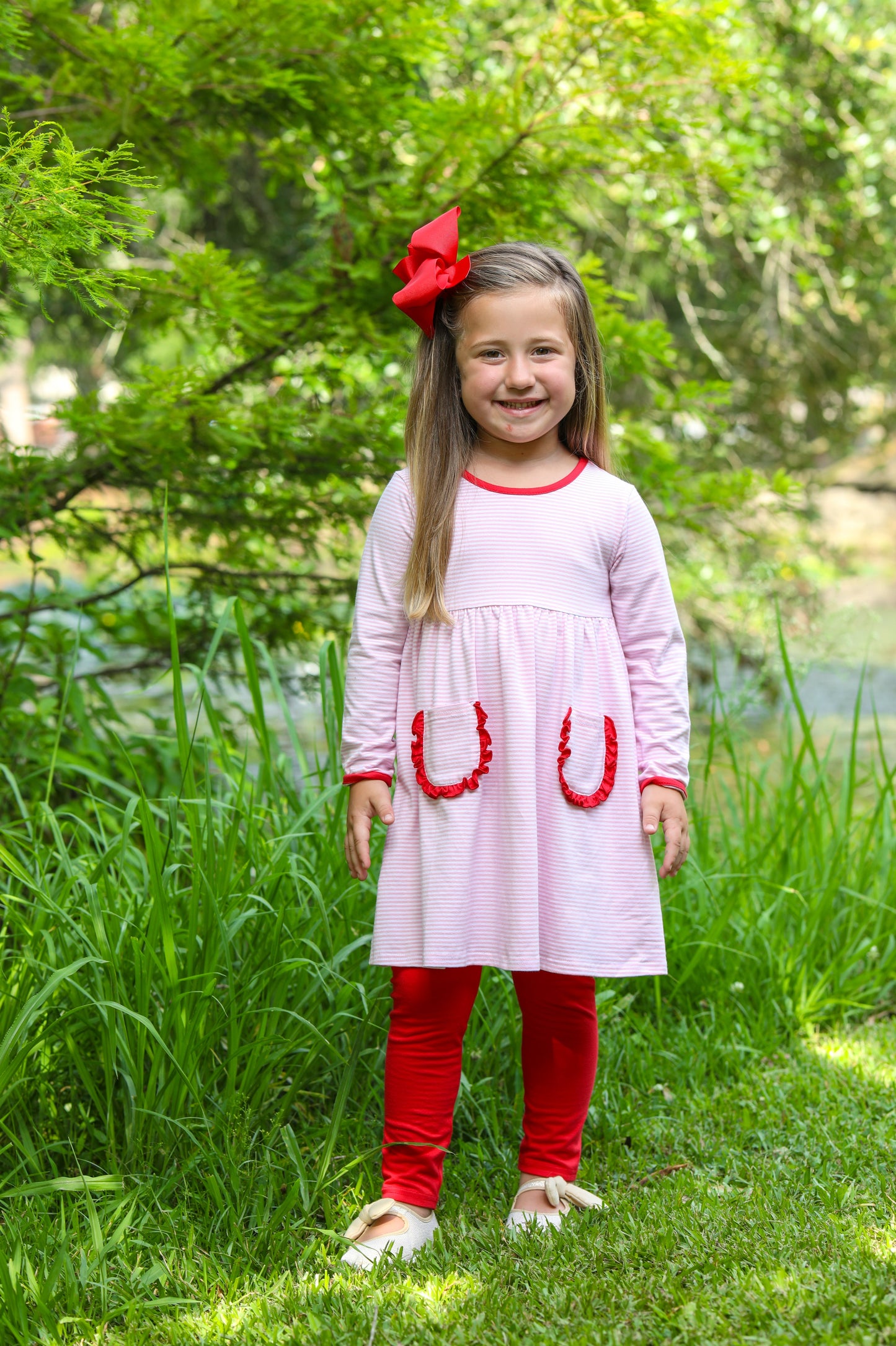 Pink Stripe and Red Pants Reese Set