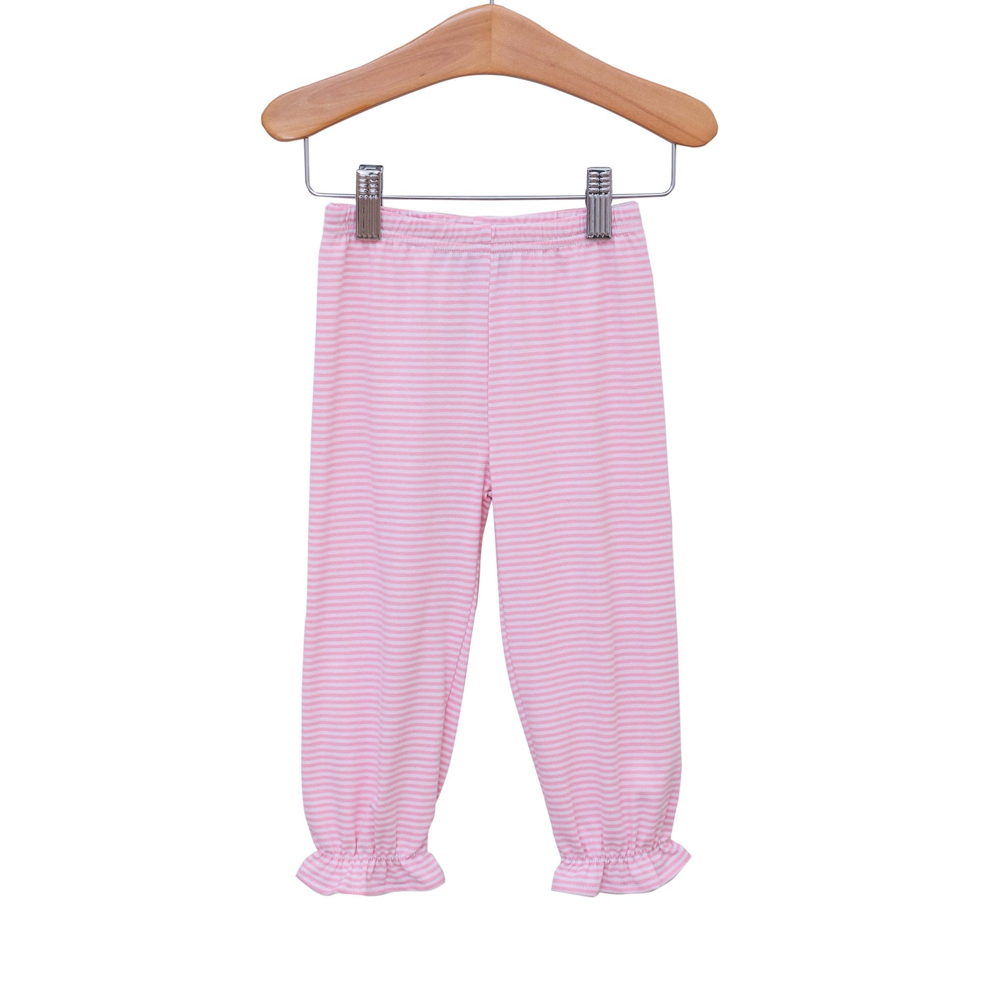 Girls Light Pink Stripe Ruffled Pants