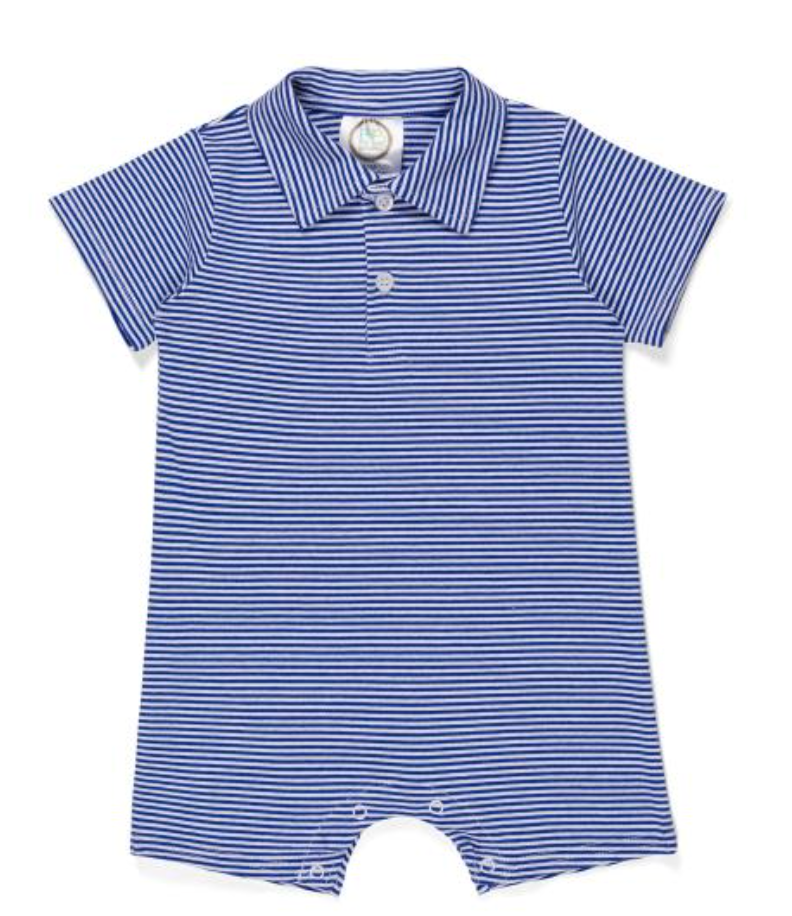 Blank Boys Short Sleeve Polo Styled Romper Striped