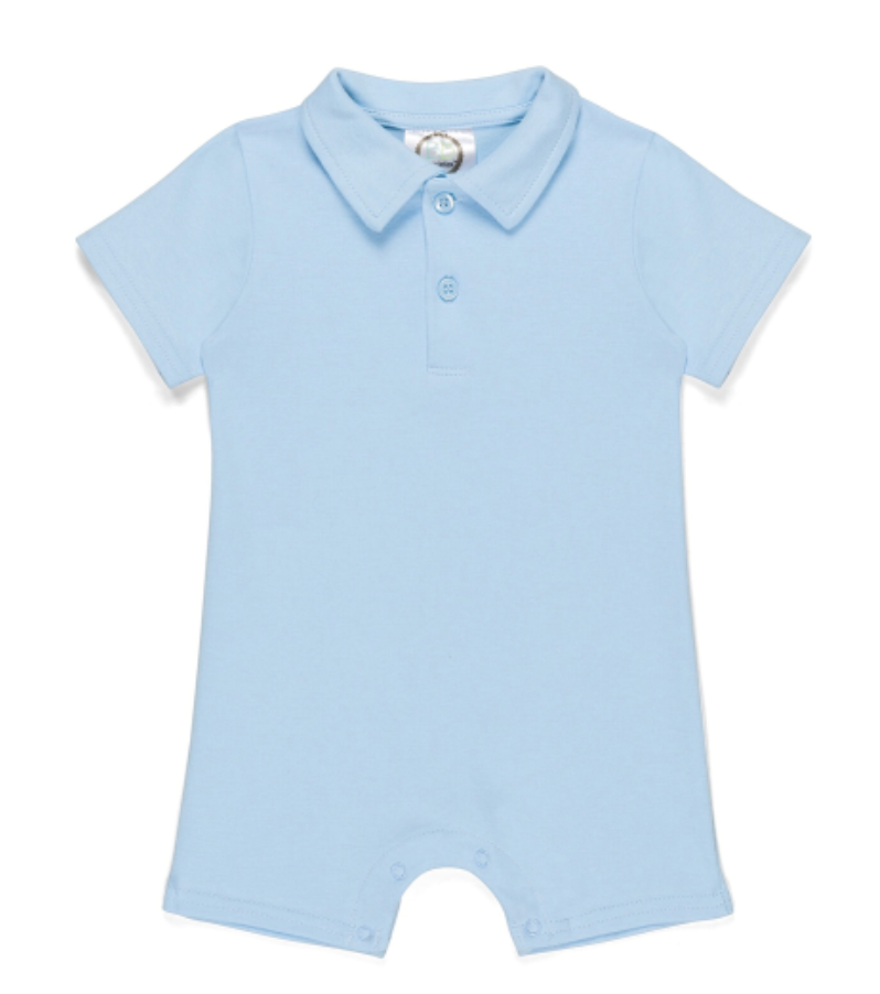 Blank Boys Short Sleeve Polo Styled Romper Solid