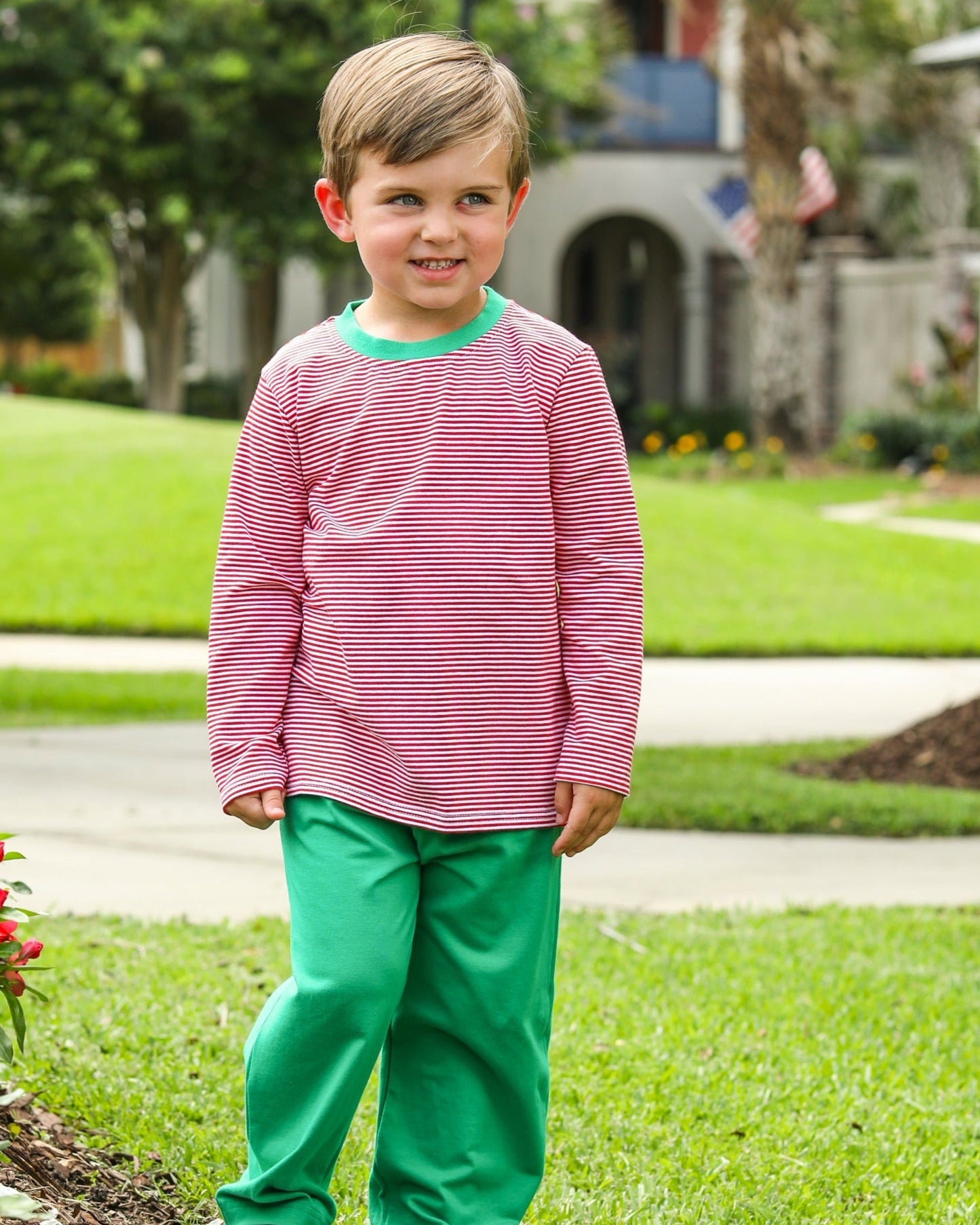 Thomas Pants Set Red stripe and green