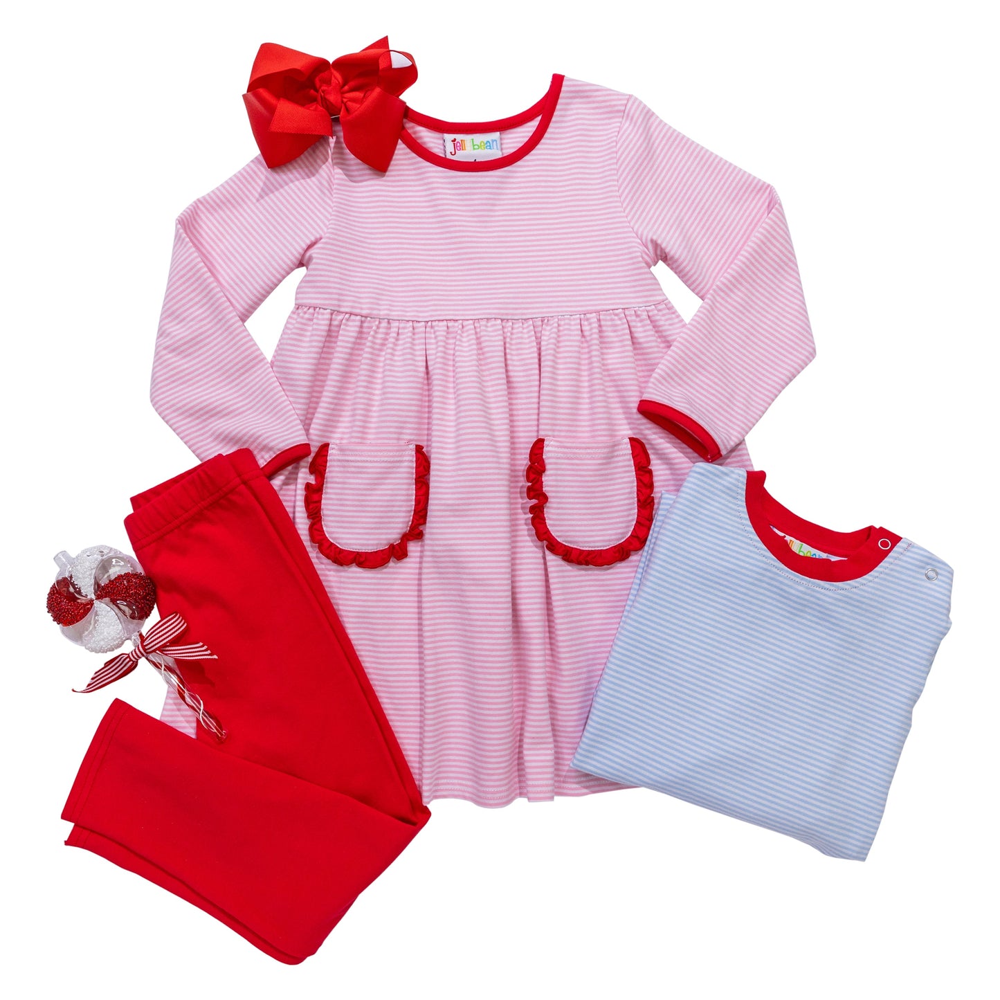 Thomas Light Blue Stripe and Red Romper