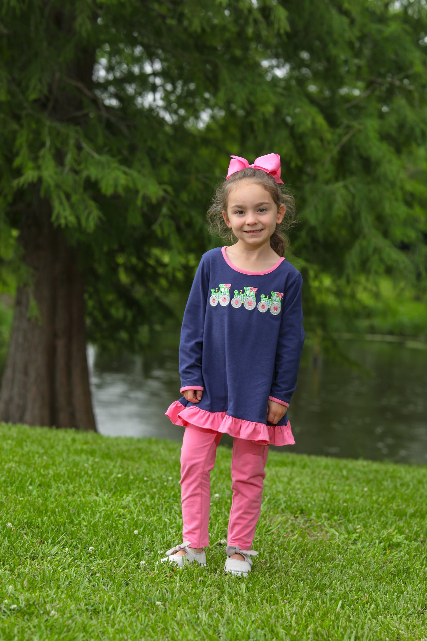 Tractor Pants Set Ruffled Girl
