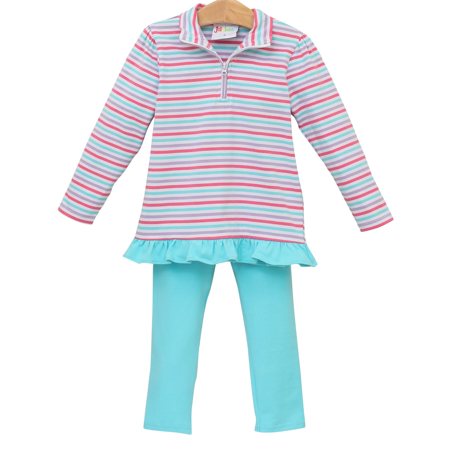 Evie Candy Stripe Ruffled Pullover Set