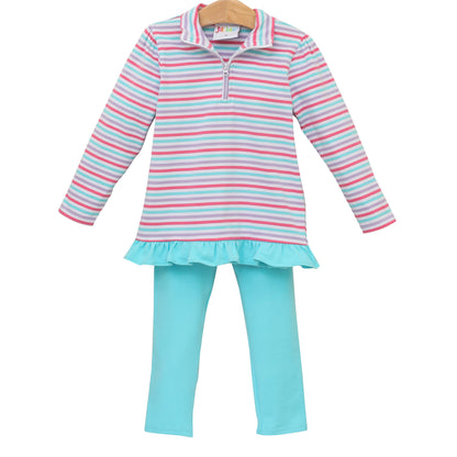 Evie Candy Stripe Ruffled Pullover Set