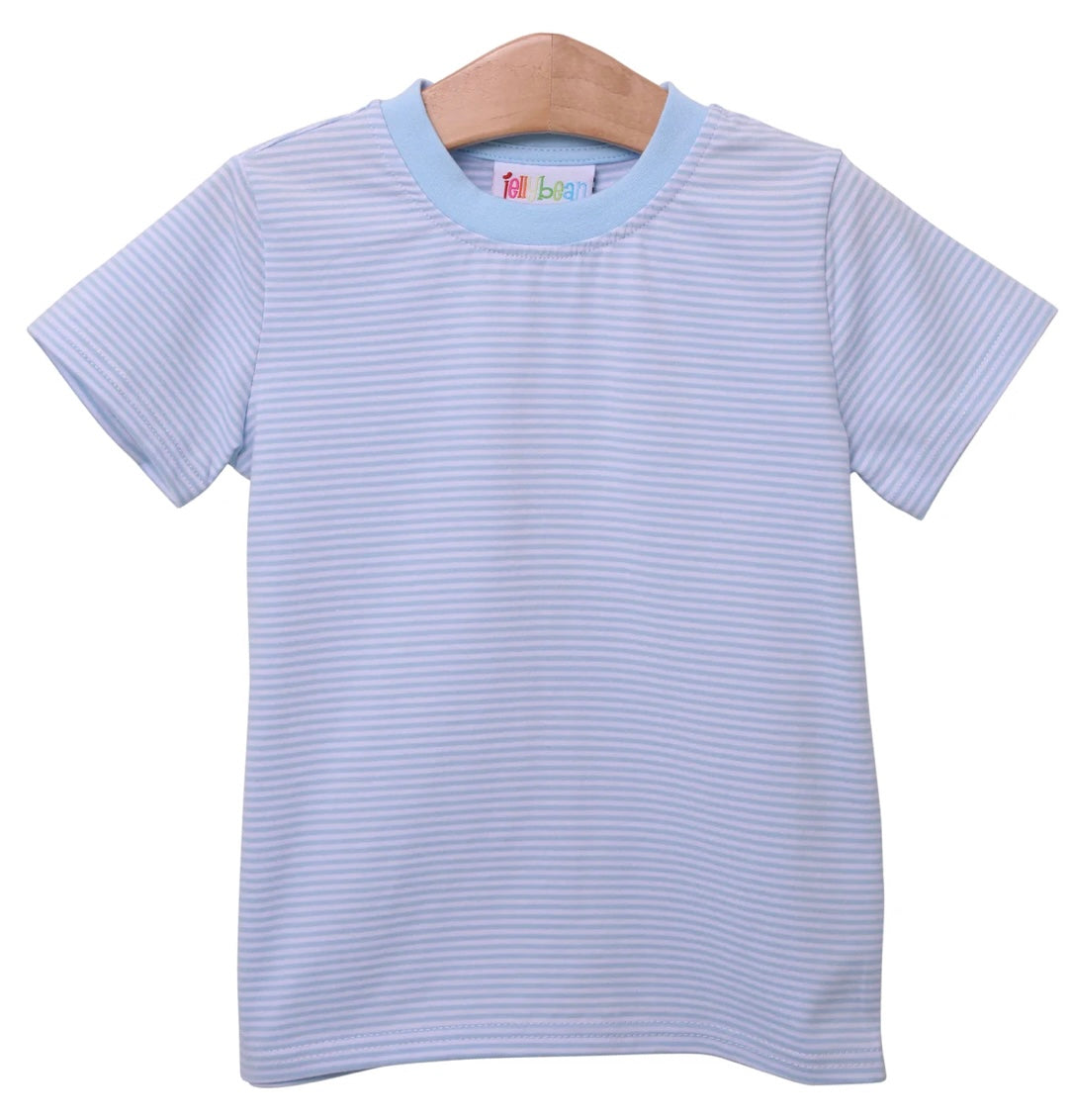 Jellybean Baby Blue Stripe Graham Tee Pick your MINI design