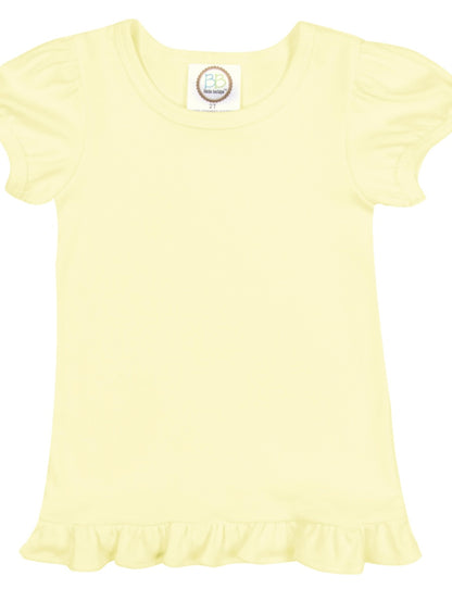Masters Pale Yellow Ruffled Tee Girls
