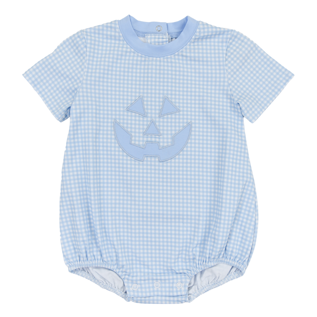 Jack O Lantern Blue Gingham Boys Bubble