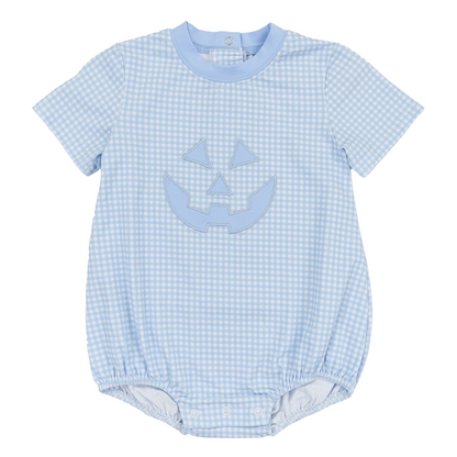 Jack O Lantern Blue Gingham Boys Bubble