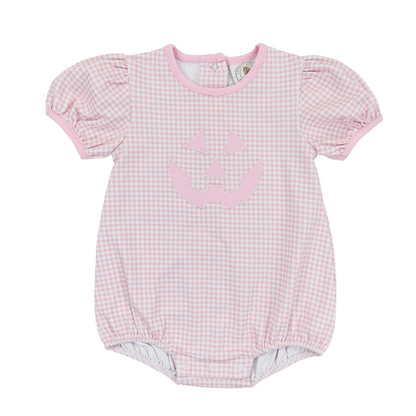 Jack O Lantern Pink Gingham Girls Bubble