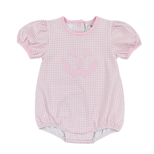 Jack O Lantern Pink Gingham Girls Bubble