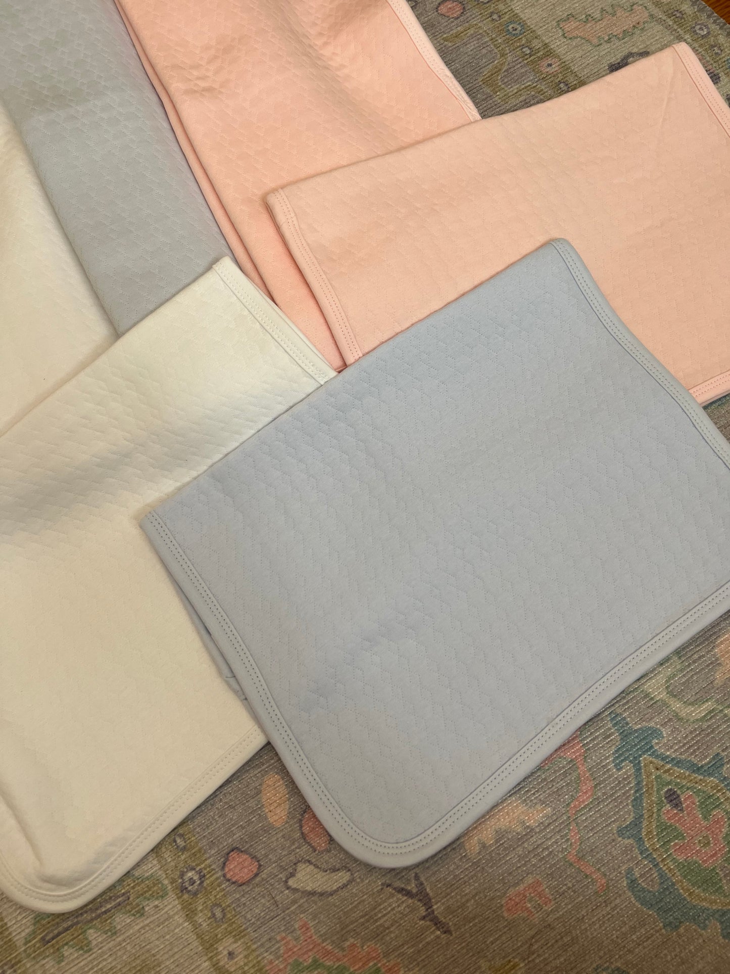 Plush Pearl Luxury Baby Bib, Burp, or Blanket or full set PINK, BLUE,WHITE