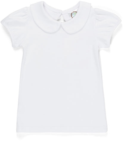 Girls Peter Pan Collar Puff Sleeve SS shirt