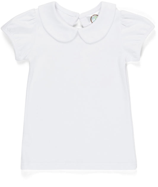 Girls Peter Pan Collar Puff Sleeve SS shirt
