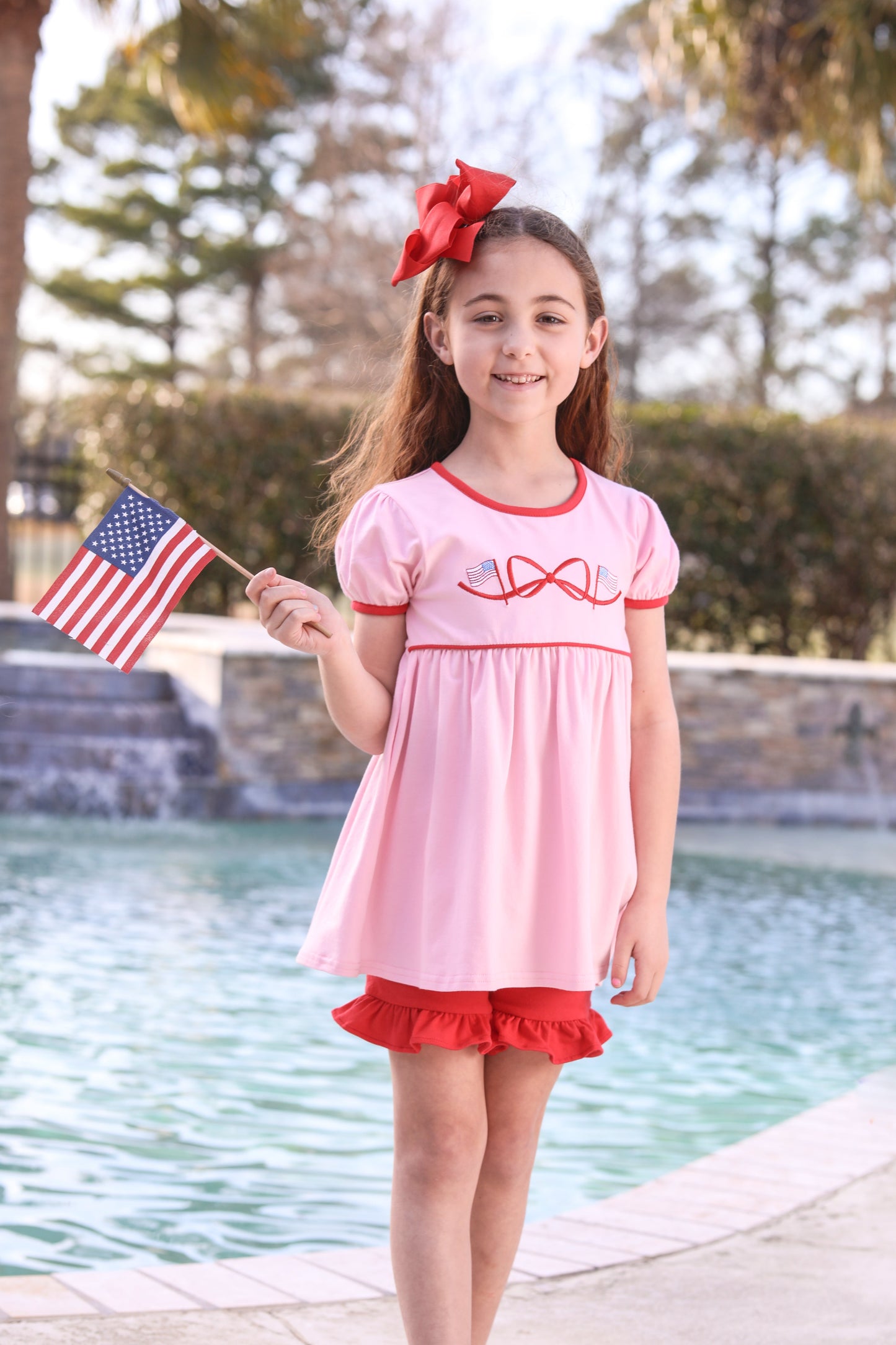 American Flag bow short set