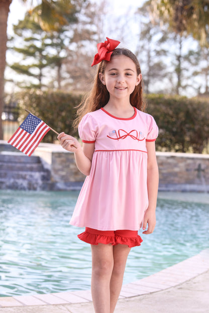 American Flag bow short set
