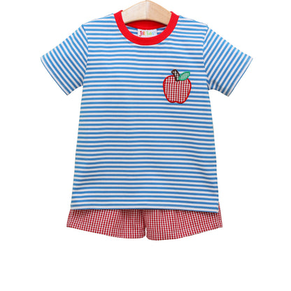 Apple Pocket Applique Shorts Set