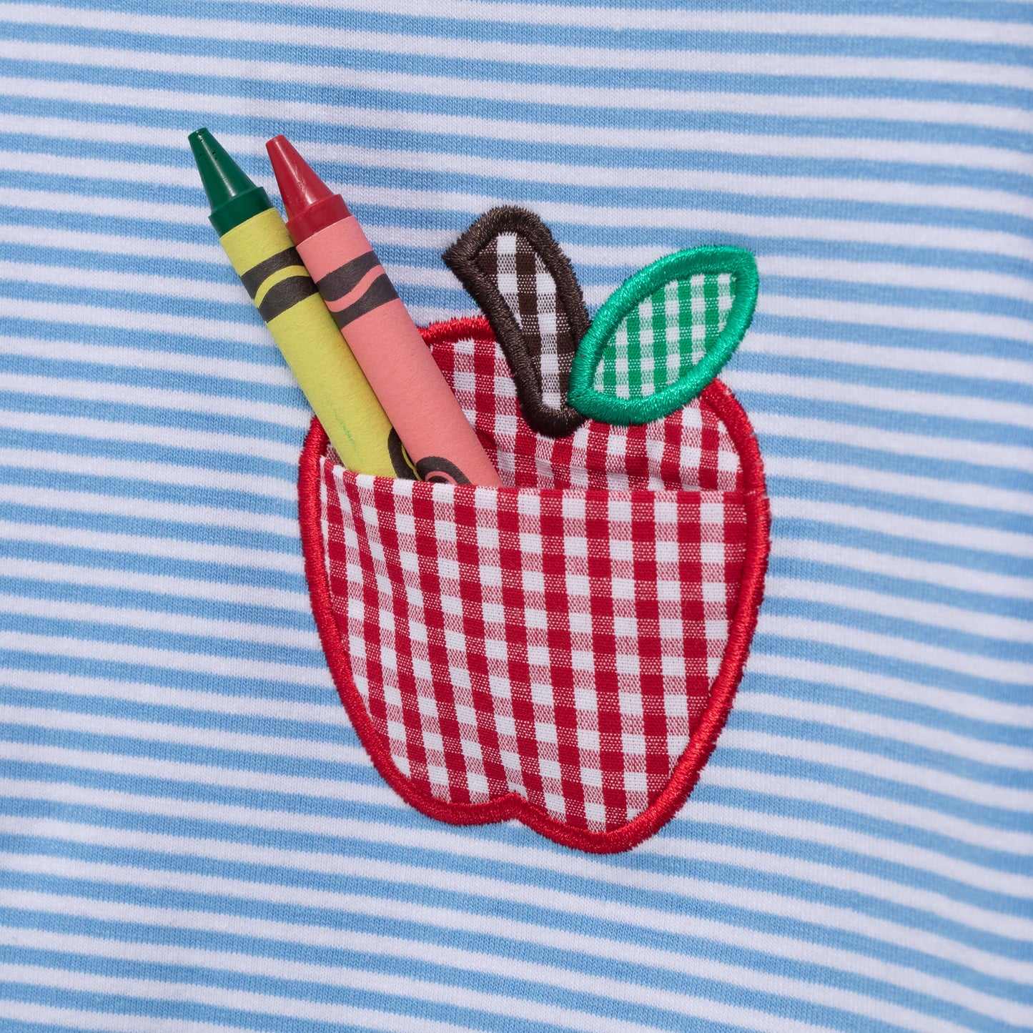 Apple Pocket Applique Shorts Set
