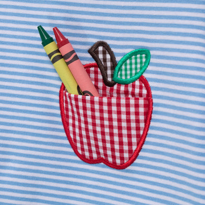 Apple Pocket Applique Shorts Set