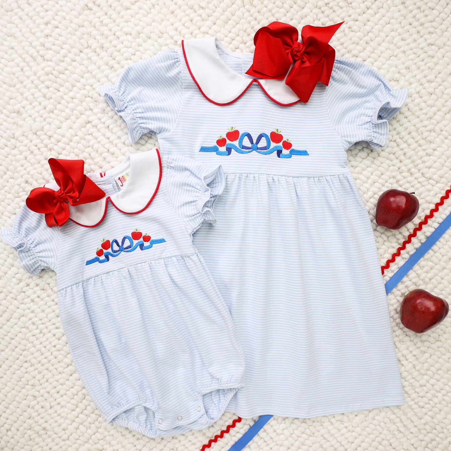 Apples and Bows Embroidery Dress