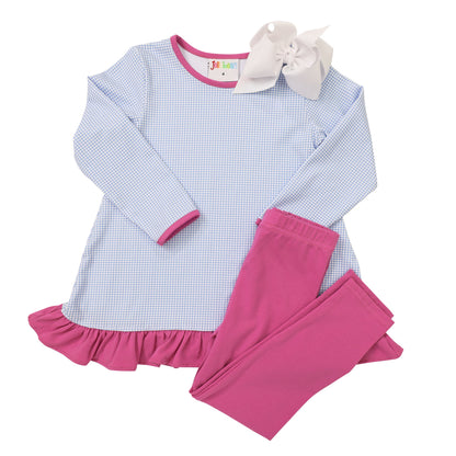 Ava Pants Set Blue Windowpane and plum