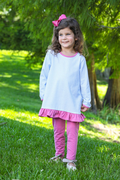 Ava Pants Set Blue Windowpane and plum