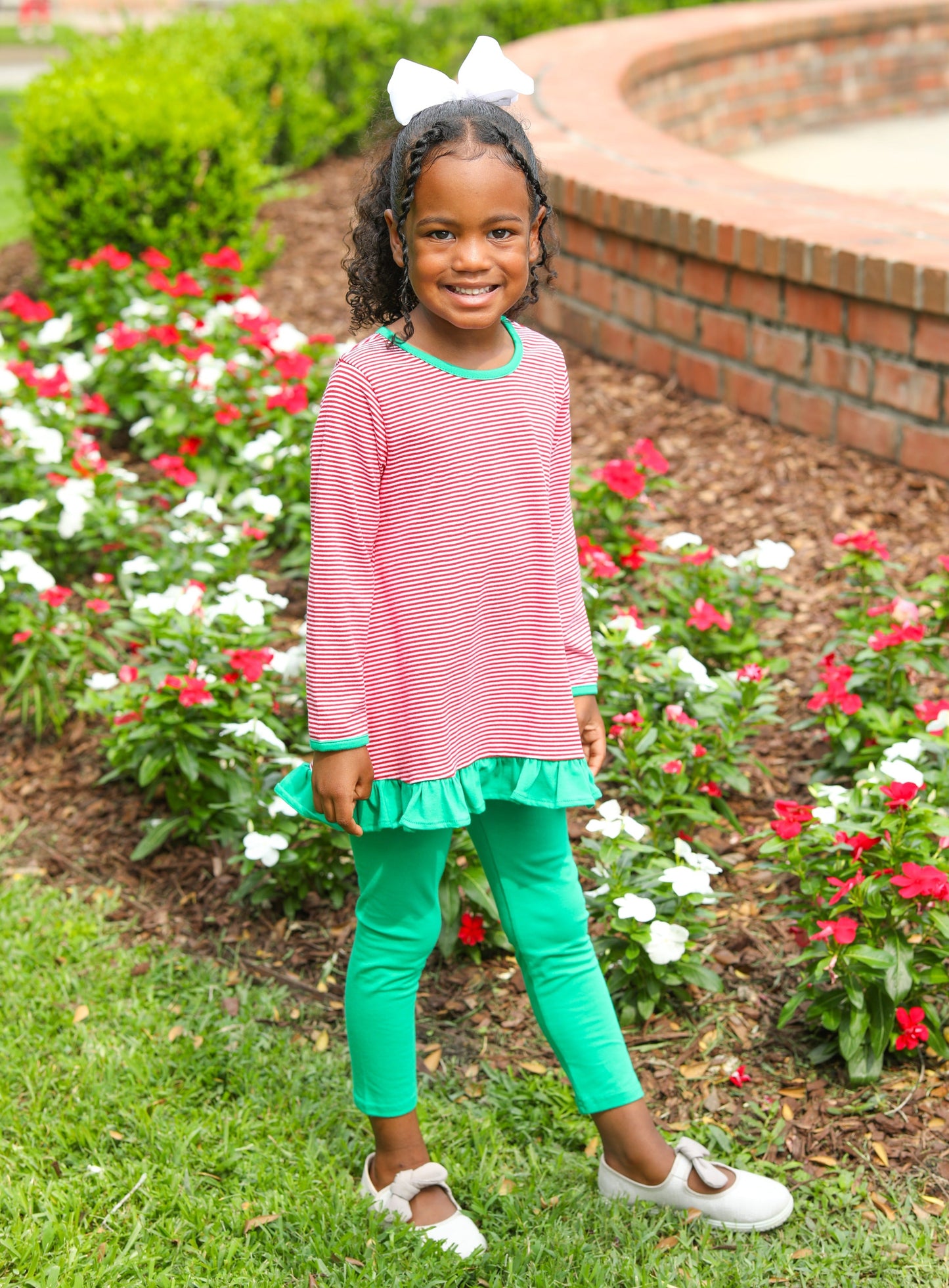 Ava Pants Stripe Red and Green Ruffled
