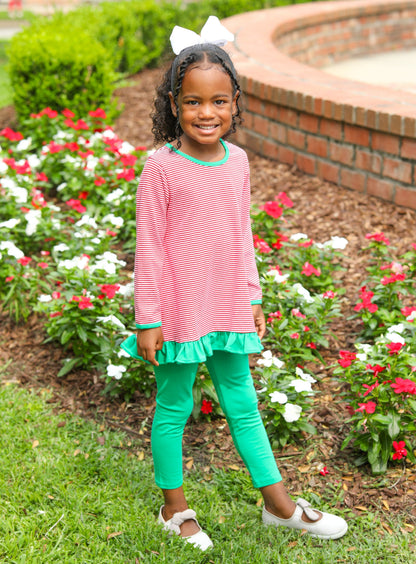 Ava Pants Stripe Red and Green Ruffled