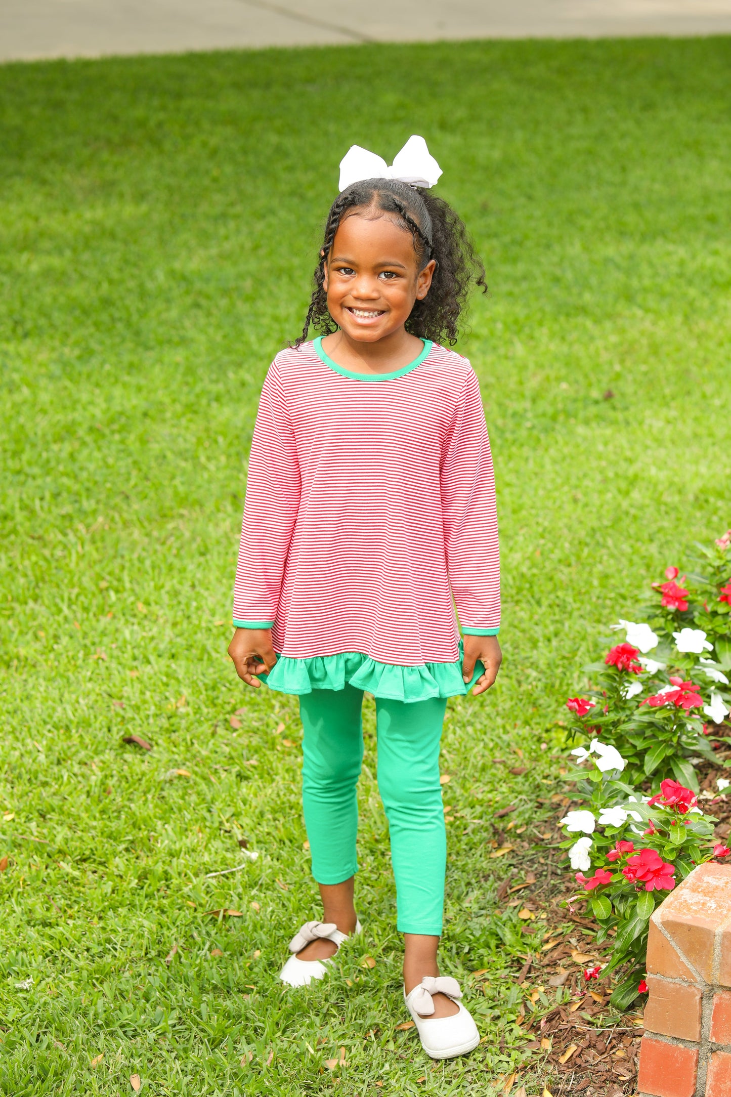 Ava Pants Stripe Red and Green Ruffled
