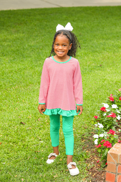Ava Pants Stripe Red and Green Ruffled