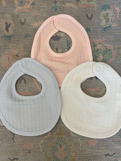 Plush Pearl Luxury Baby Bib, Burp, or Blanket or full set PINK, BLUE,WHITE