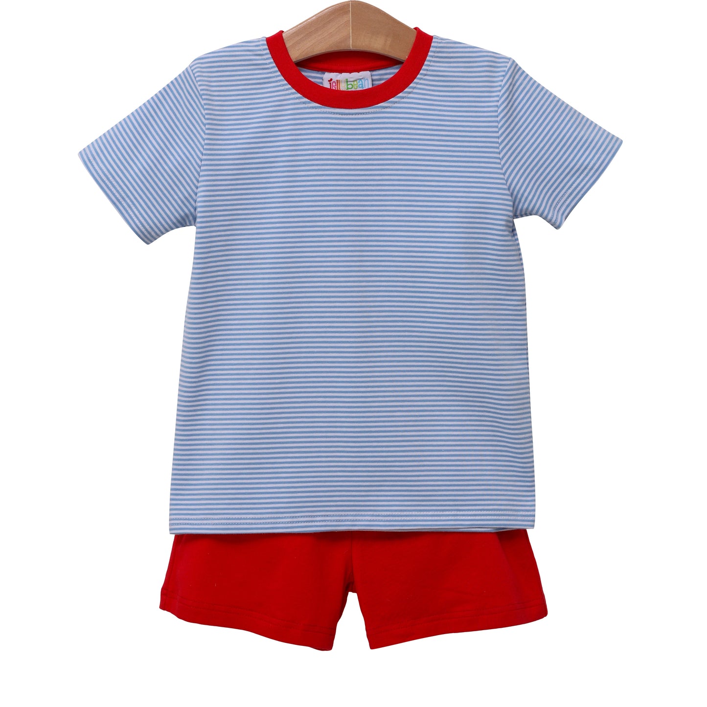 Blue Stripe and Red Short Set