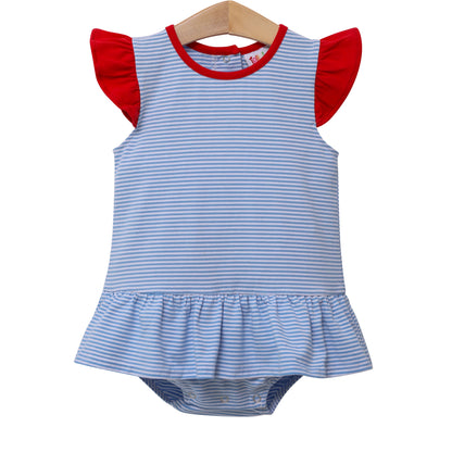 Blue Stripe and Red Skirted Bubble