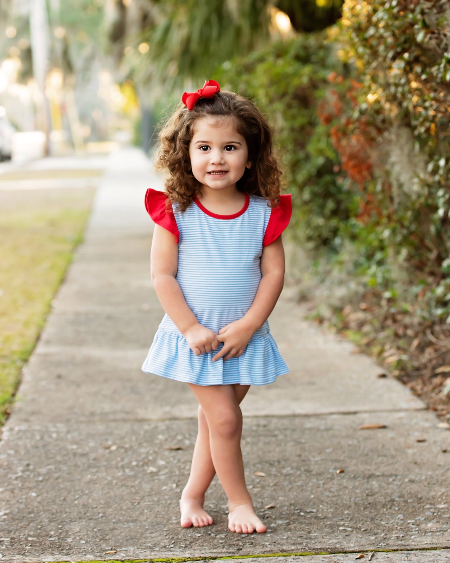 Blue Stripe and Red Skirted Bubble