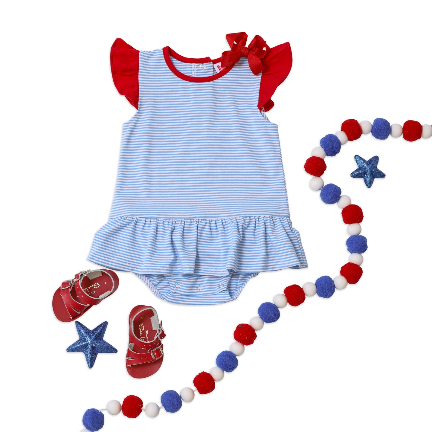 Blue Stripe and Red Skirted Bubble