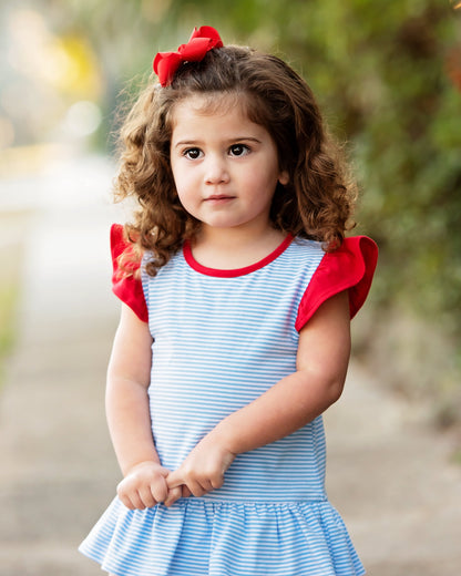 Blue Stripe and Red Skirted Bubble