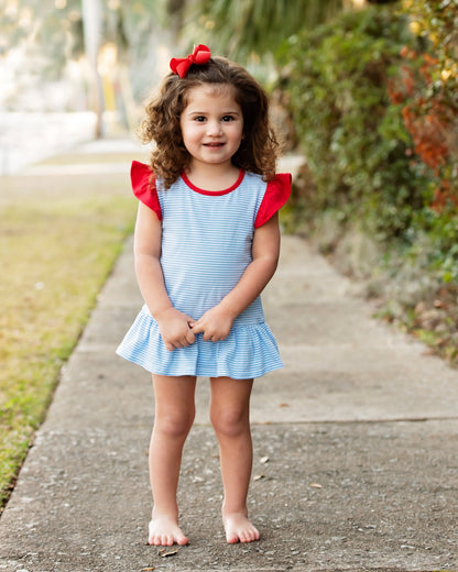 Blue Stripe and Red Skirted Bubble