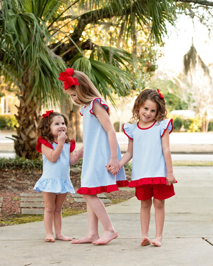 Blue Stripe and Red Skirted Bubble
