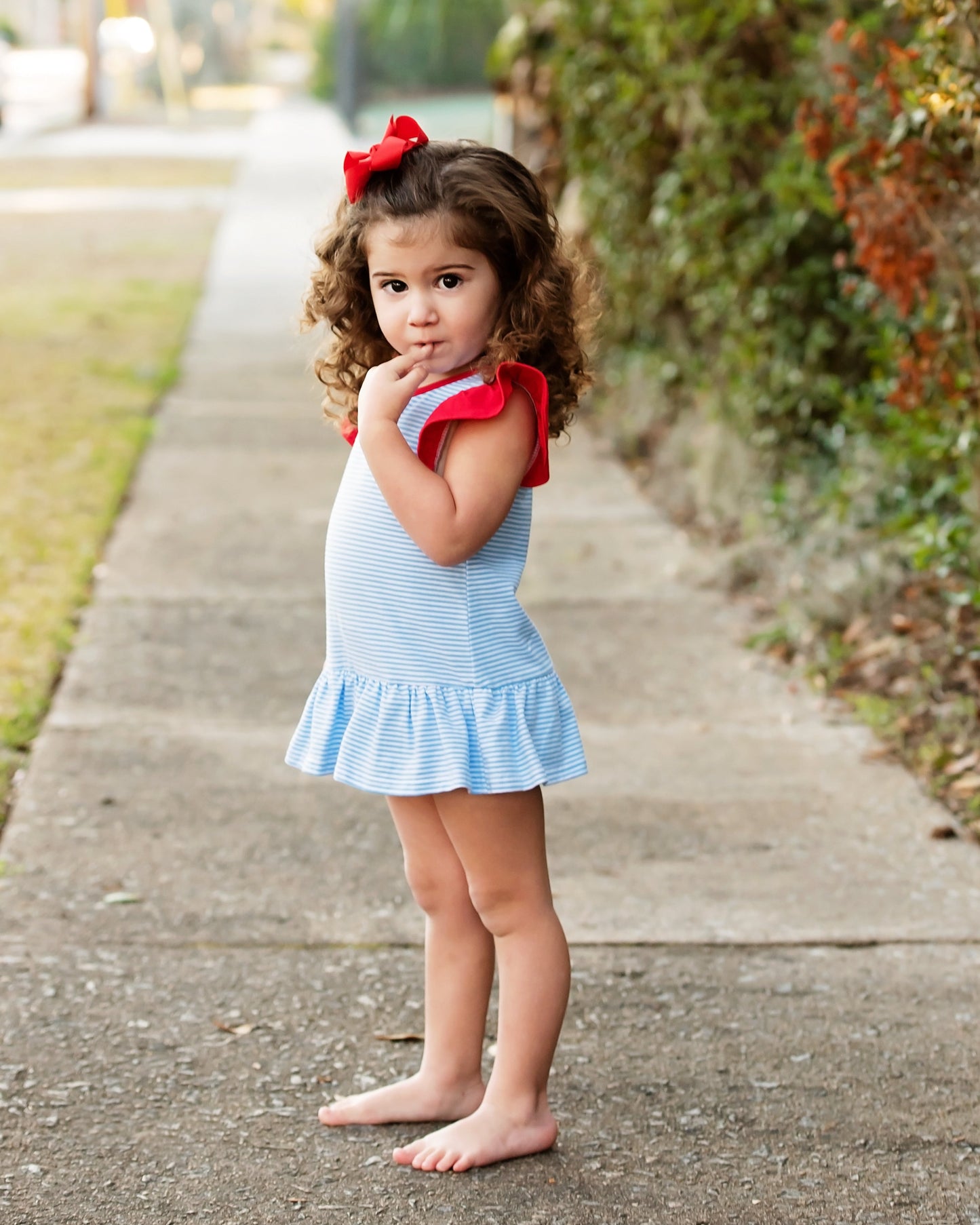 Blue Stripe and Red Skirted Bubble