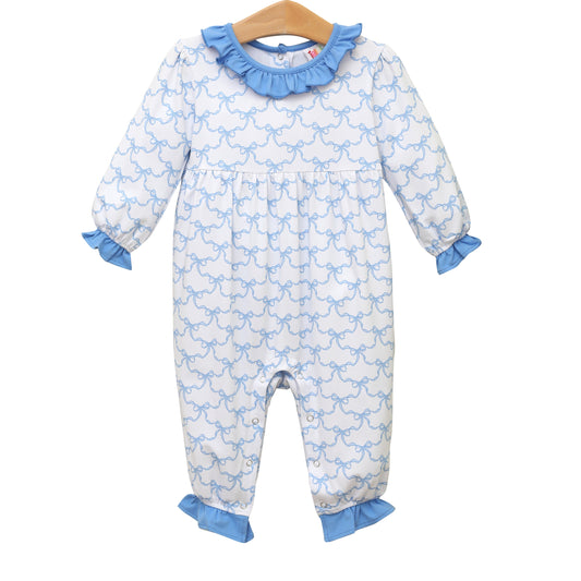 Blue Bow Trellis Romper