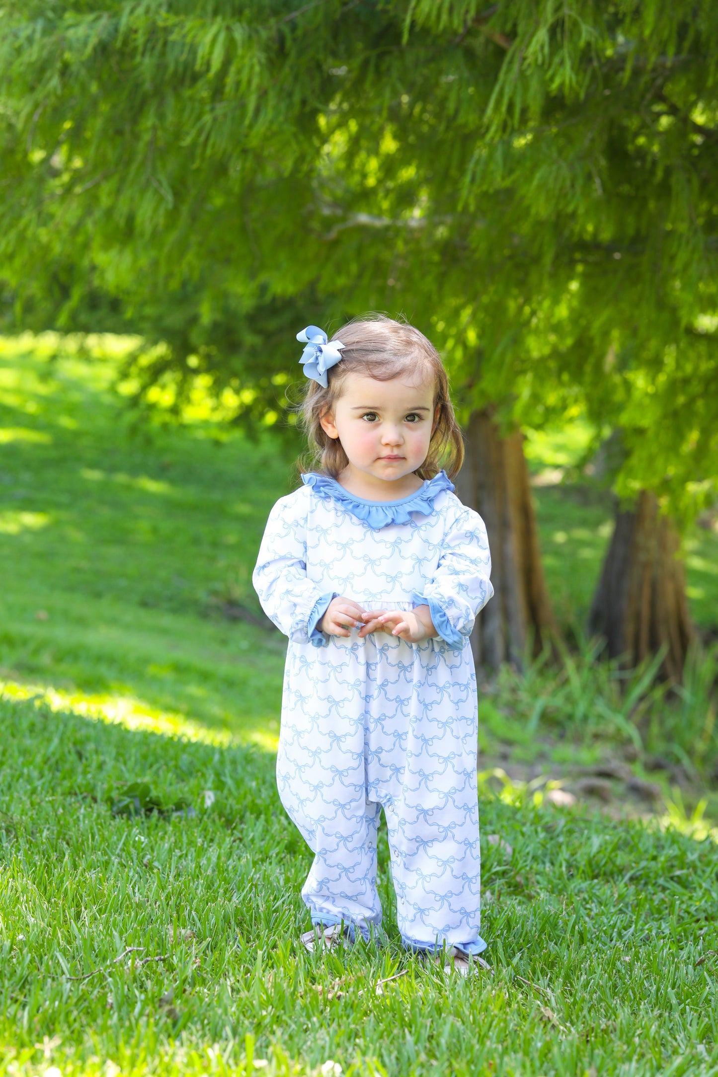 Blue Bow Trellis Romper