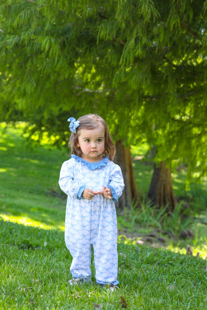 Blue Bow Trellis Romper
