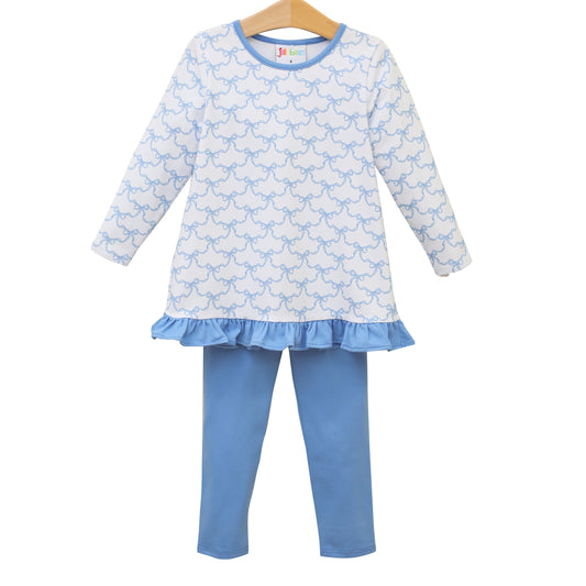 Blue Bow Trellis Pants Set
