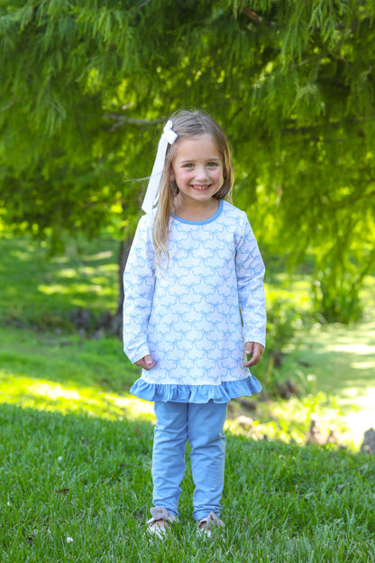 Blue Bow Trellis Pants Set