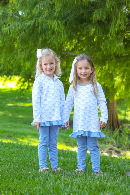 Blue Bow Trellis Pants Set