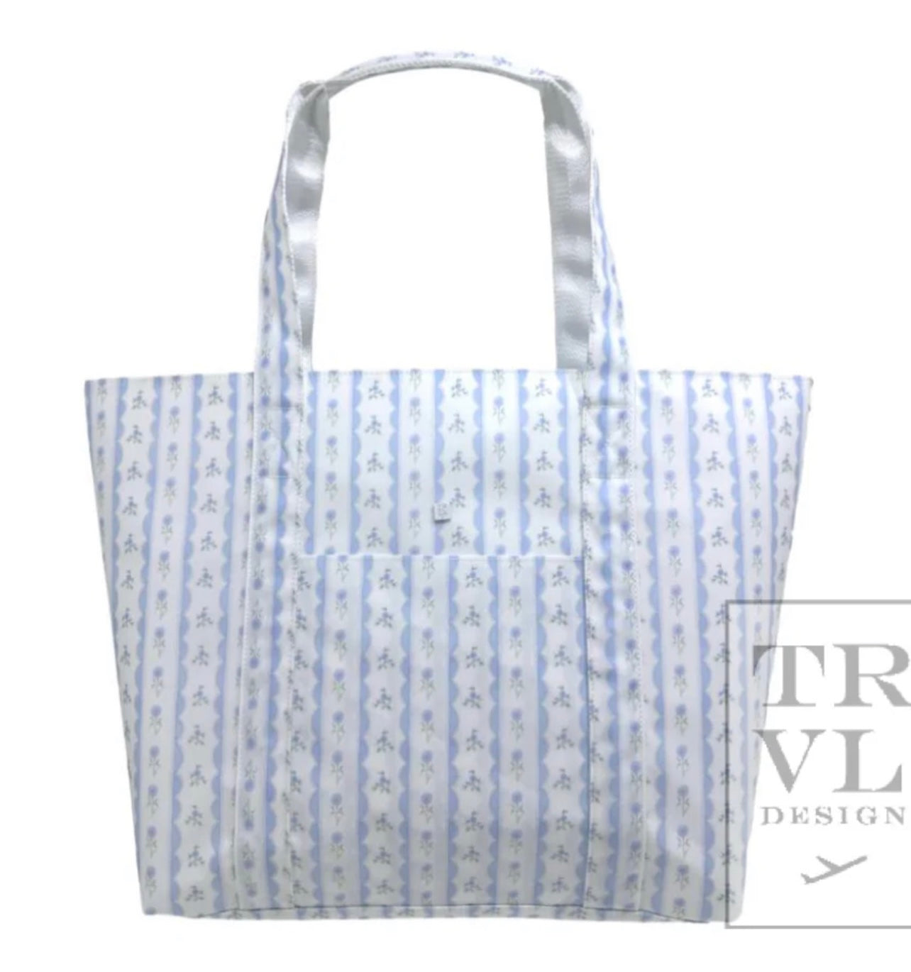 TRVL XL JUMBO TOTE with luggage slide on suitcase
