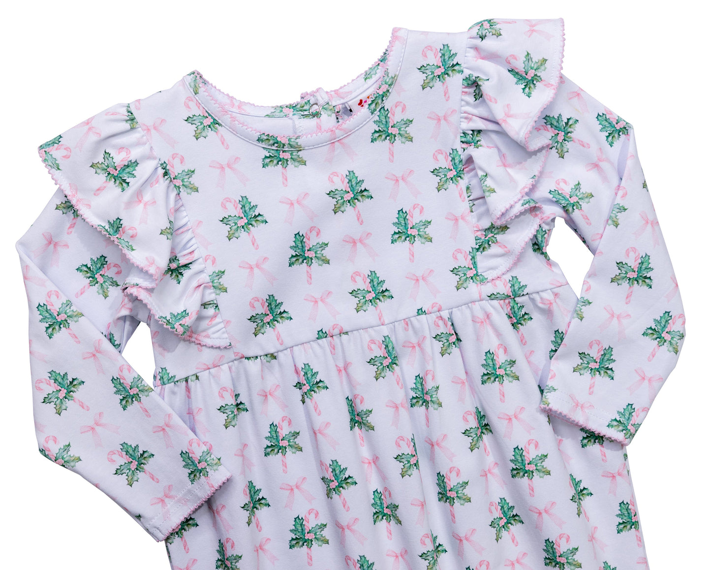 Candy Cane Ruffled Romper